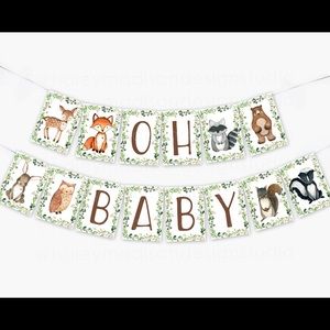 Two Woodland Themed Baby Shower Banners